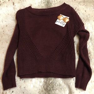 Aeropostale Burgundy with Shimmer Crop Sweater
